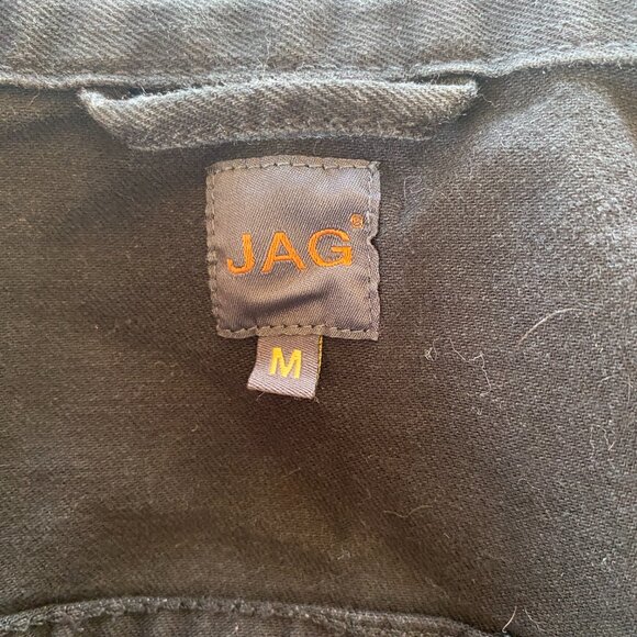 JAG women's M black collared long sleeve button down denim jean jacket pockets - Picture 7 of 9